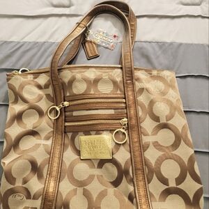 Coach Poppy Tan and Brown Tote Bag